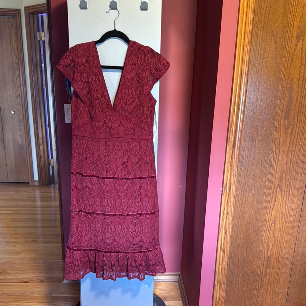 Anthropologie Foxiedox wine colored Midi Dress